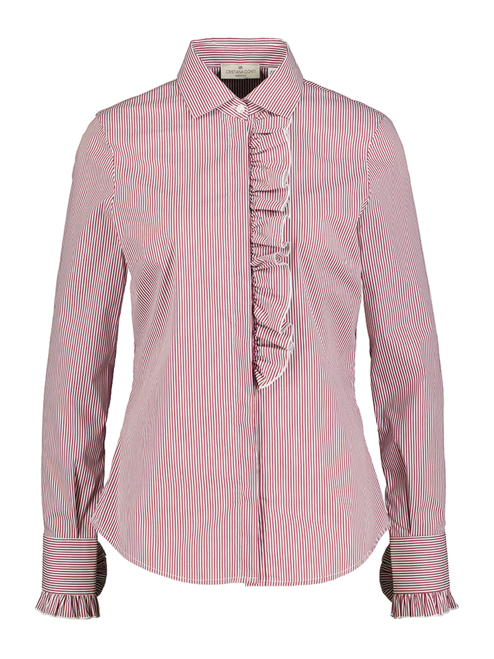 Wit katoenen blouse met bordeaux strepen Alexia Cristiana Conti