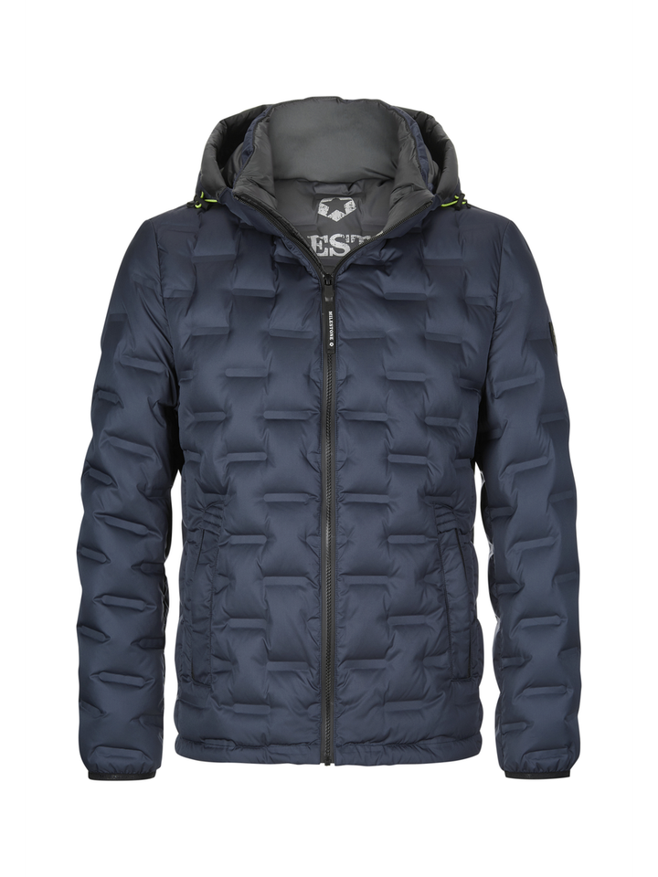 Blauwe winterjas met rits en kap Milestone 