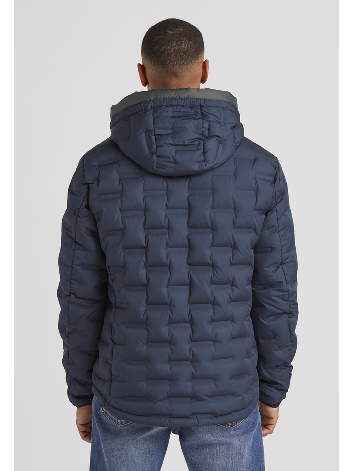 Blauwe winterjas met rits en kap Milestone 