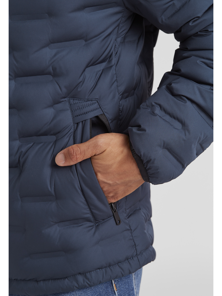 Blauwe winterjas met rits en kap Milestone 