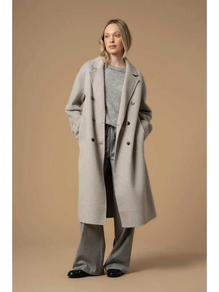 Grijze lange mantel Diodato Kocca