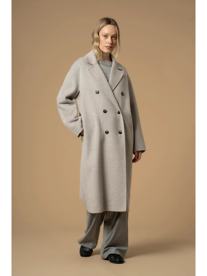 Grijze lange mantel Diodato Kocca