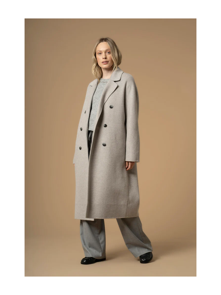 Grijze lange mantel Diodato Kocca