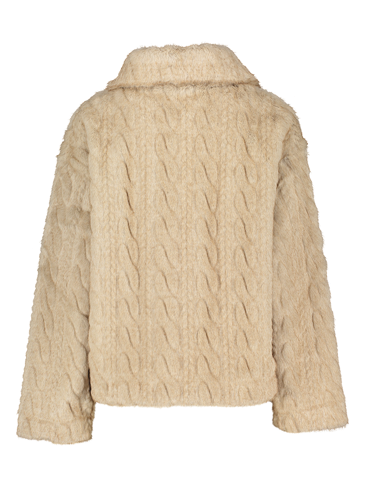 Beige faux fur jas met knopen Marielies Kocca
