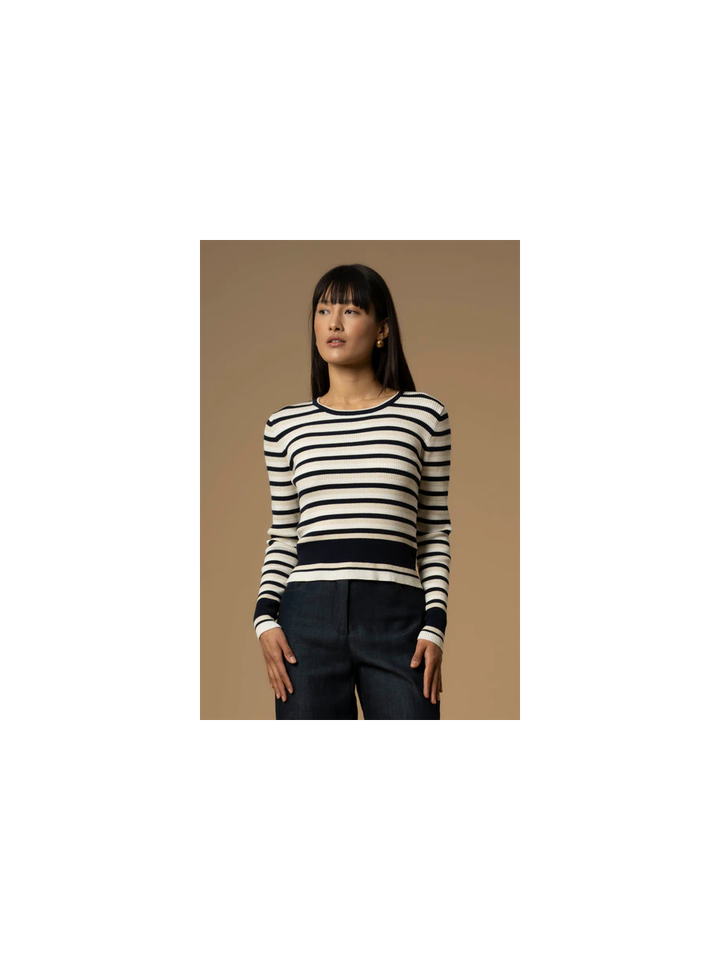 Multicolor gestreepte pull met metaaldraad Marianne Kocca 