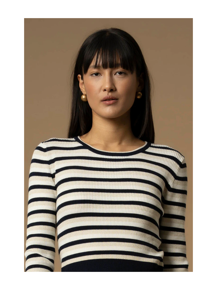 Multicolor gestreepte pull met metaaldraad Marianne Kocca 