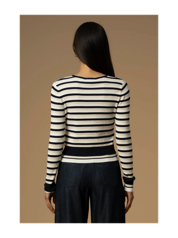 Multicolor gestreepte pull met metaaldraad Marianne Kocca 