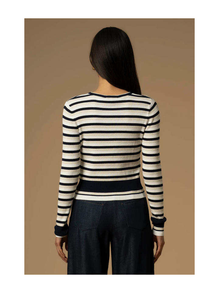 Multicolor gestreepte pull met metaaldraad Marianne Kocca 