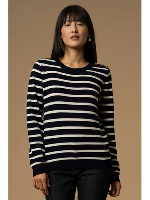Blauw en wit gestreepte wollen pull Belezia Kocca