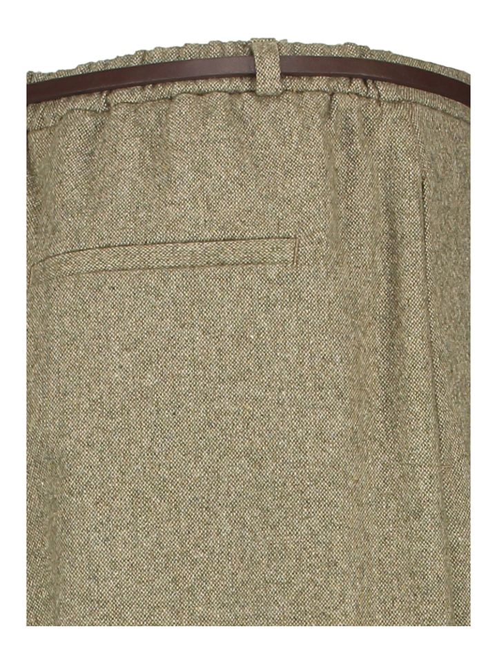 Kaki wollen wijde broek met fijne riem Engracia Kocca 