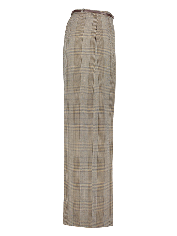 Bruin, wit en zwarte geruite broek Engracia Kocca