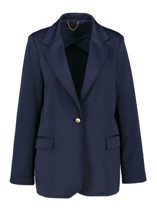Kocca Donkerblauwe blazer met goudkleurige detailknoop Emmina