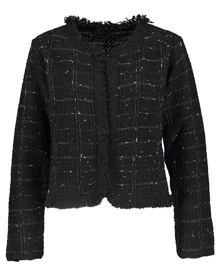 Zwarte openvallende gilet met zilver kleurig detail Bruno Kocca 