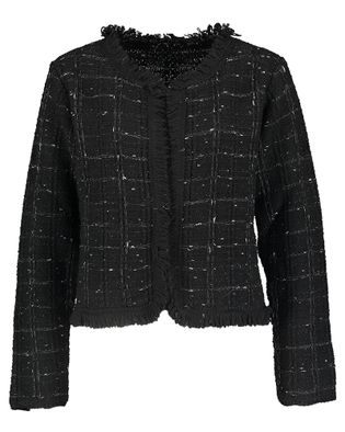 Kocca Zwarte openvallende gilet met zilver kleurig detail Bruno