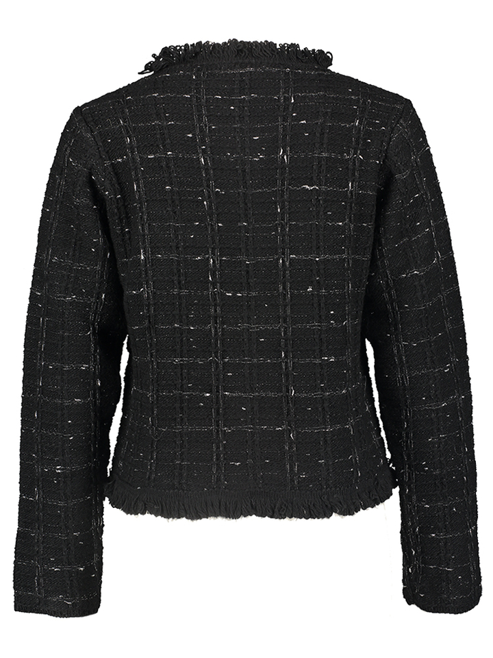 Zwarte openvallende gilet met zilver kleurig detail Bruno Kocca 