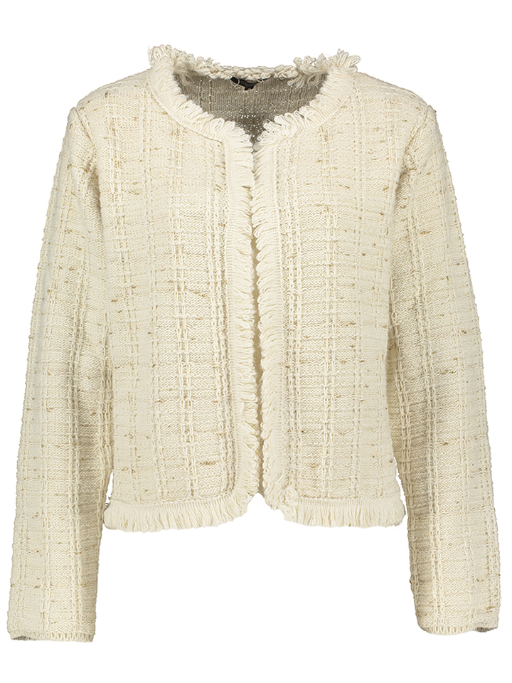 Beige openvallende gilet met goudkleurig detail Bruno Kocca 