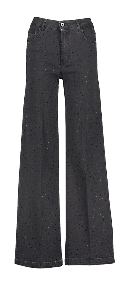 Zwarte straight jeans met strass Donvina Kocca 