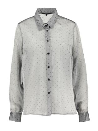 Kocca Grijze doorschijnende blouse met zwarte stippen Amede