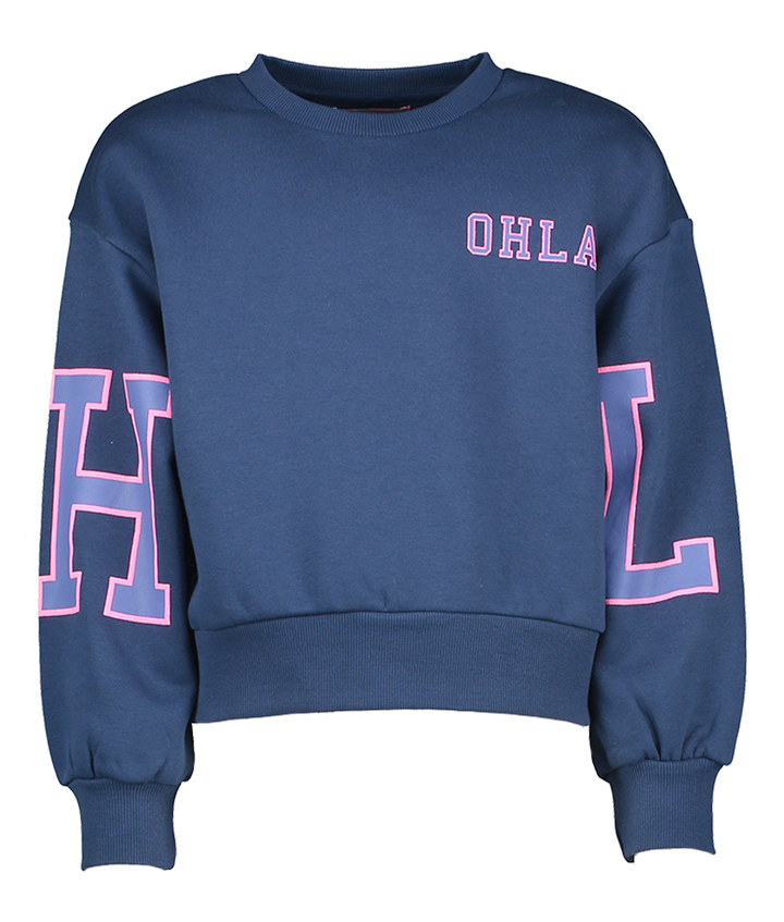 Blauwe trui met kleurrijke details Alba Blue Bay