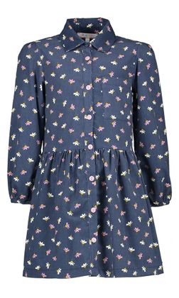 Blue Bay Donkerblauwe jurk met multicolor bloemenprint Sophia