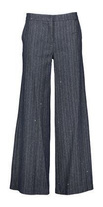 Blue Bay Donkerblauwe broek met fijne krijtstreep met pailetten Kato