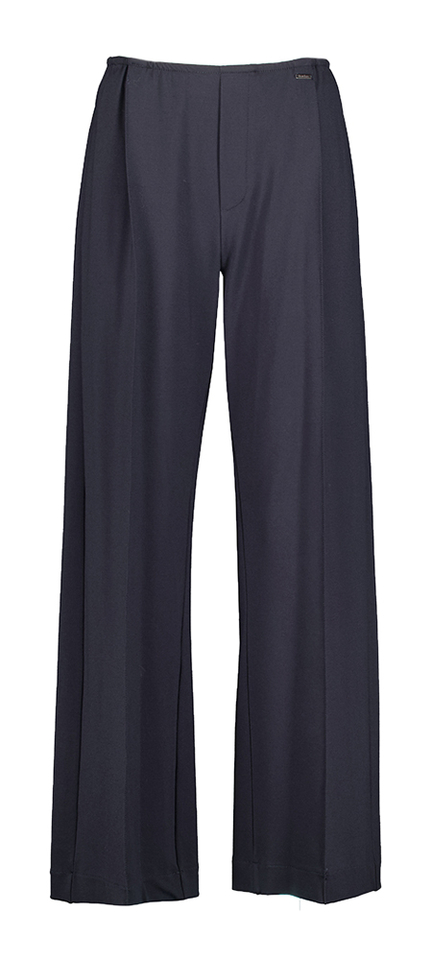 Donkerblauwe losvallende broek met bandplooien en elastiek Kitty Blue Bay