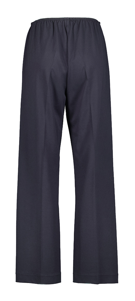 Donkerblauwe losvallende broek met bandplooien en elastiek Kitty Blue Bay