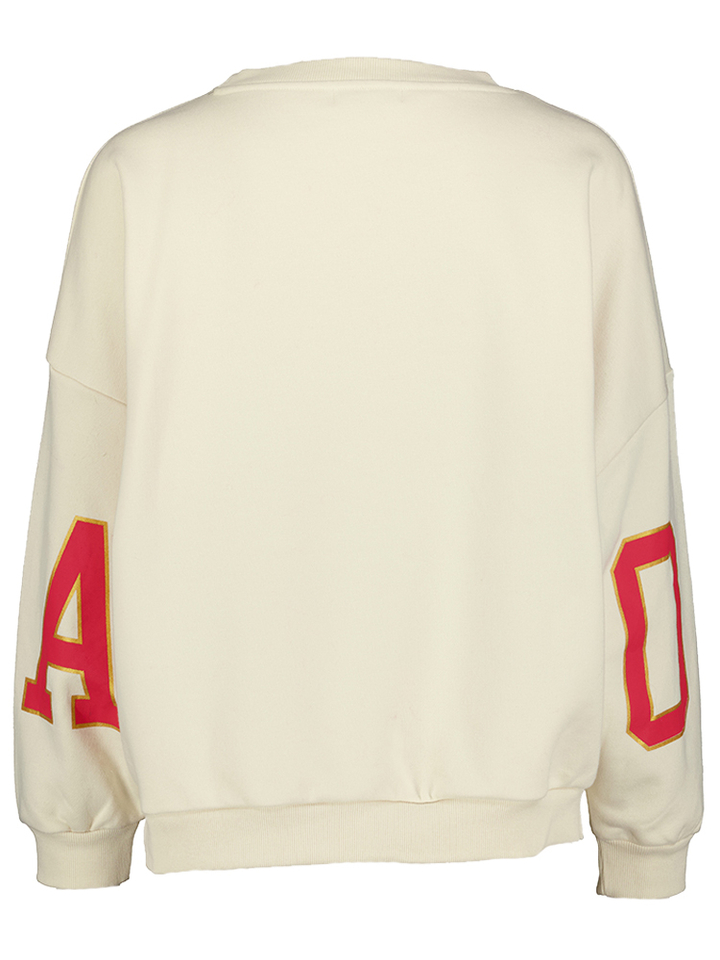 Beige trui met kleurrijke details Babette Blue Day