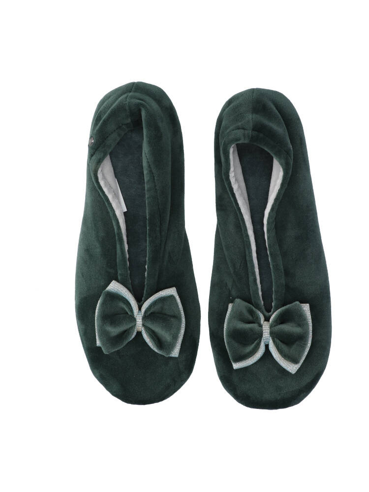 Groene pantoffels met strik Isotoner