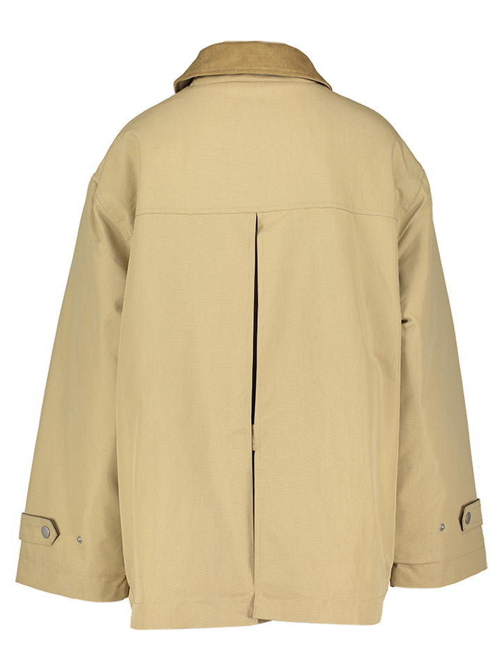 Beige oversized safari jas met ribfluwelen kraag Jungle Bellerose dames