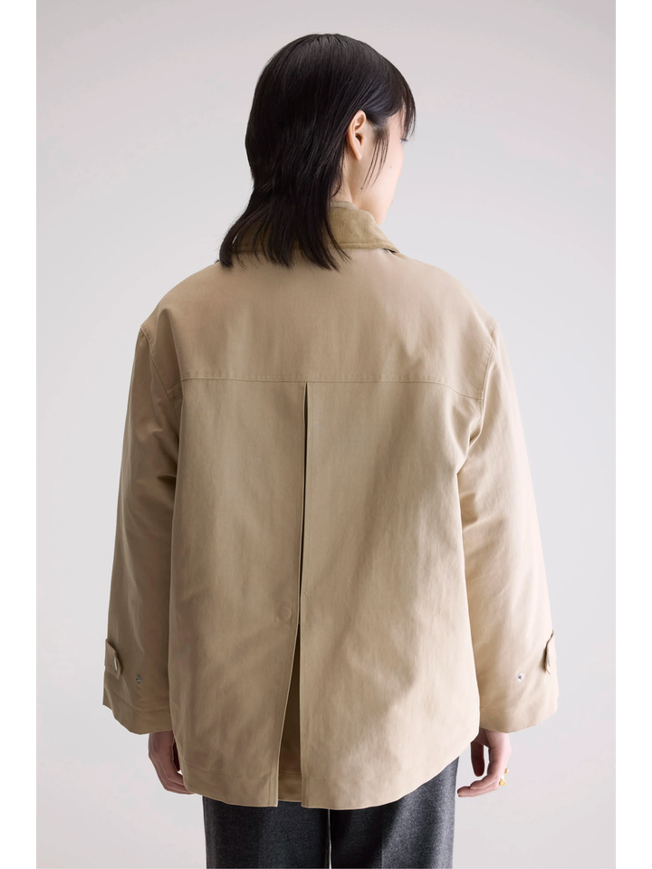 Beige oversized safari jas met ribfluwelen kraag Jungle Bellerose dames