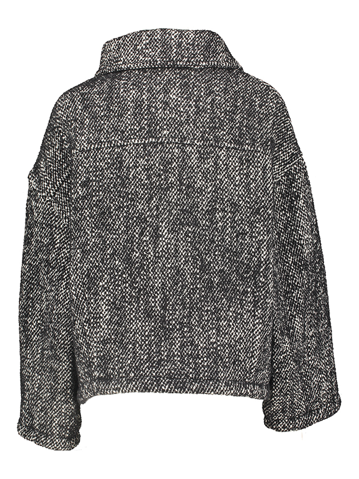 Zwarte korte mantel met print en knopen Jasmin Bellerose 