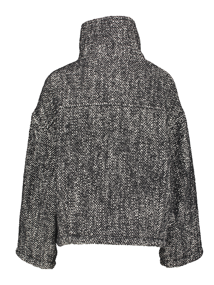 Zwarte korte mantel met print en knopen Jasmin Bellerose 