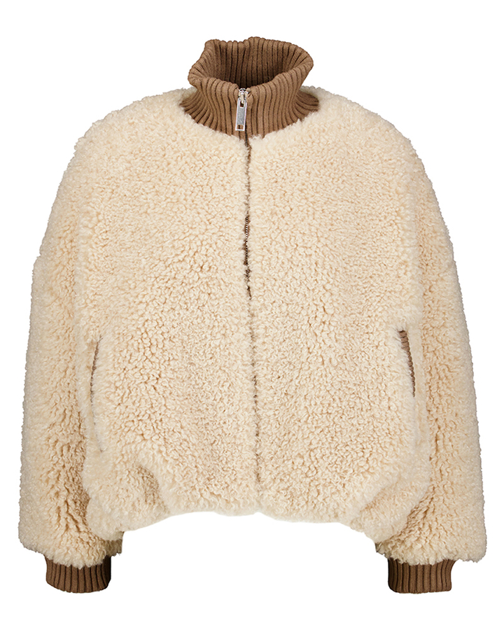 Beige korte jas in teddy stof Jallis Bellerose 