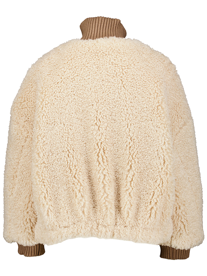 Beige korte jas in teddy stof Jallis Bellerose 