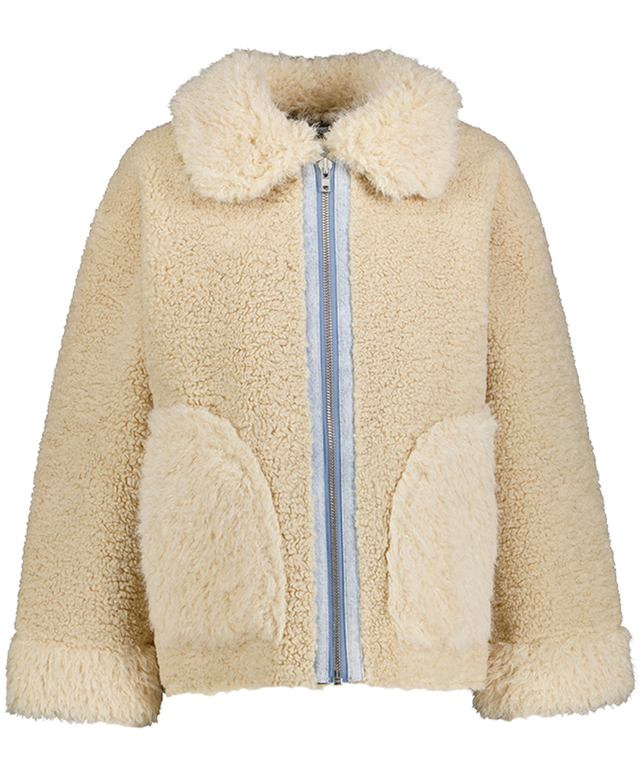 Ecru faux fur jas in teddy Bellerose 