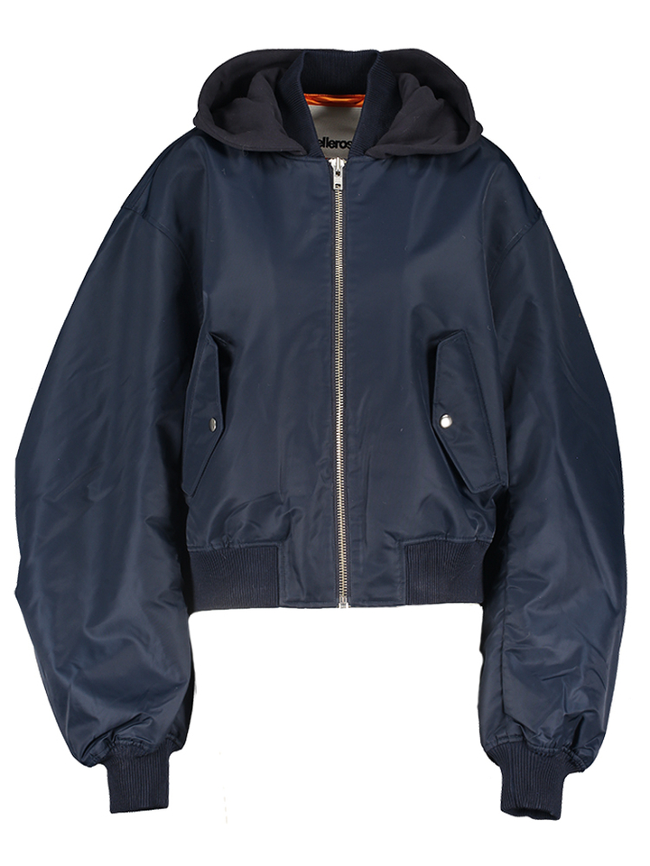 Donkerblauwe bomerjacket met kap Harty Bellerose