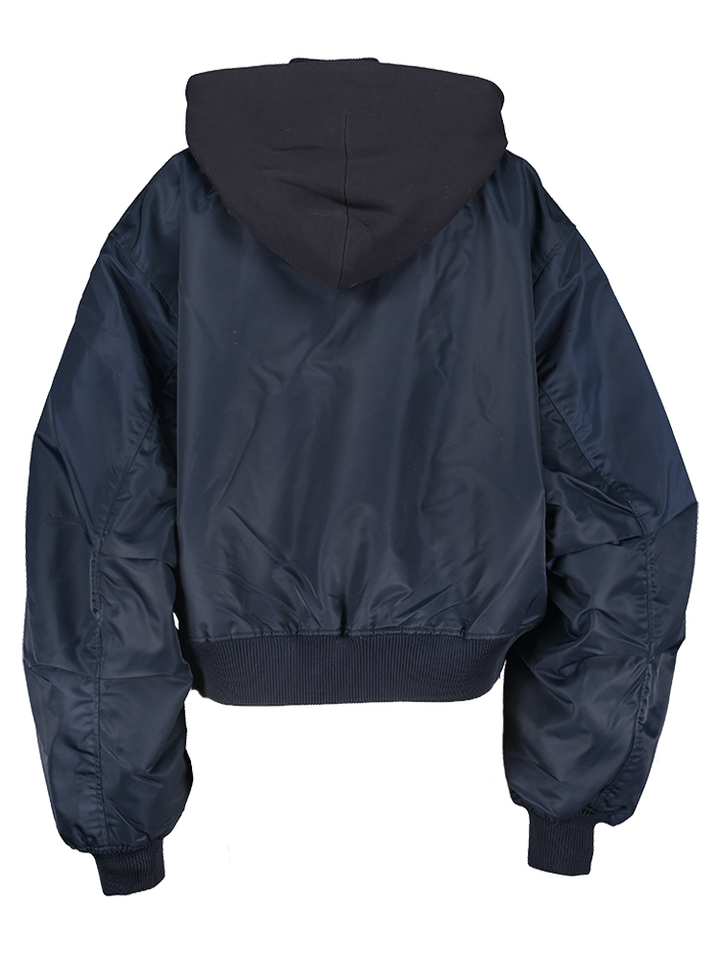 Donkerblauwe bomerjacket met kap Harty Bellerose