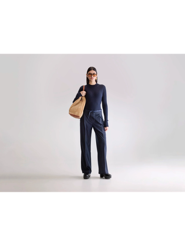 Blauwe gestreepte loose fit broek Turin Bellerose