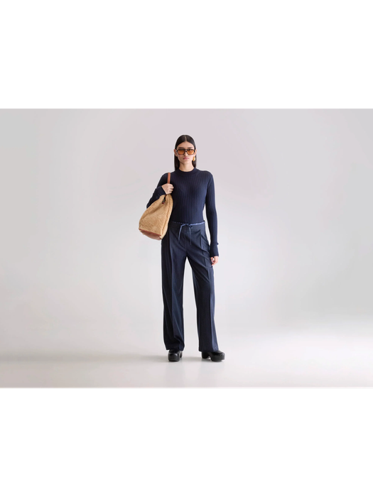 Blauwe gestreepte loose fit broek Turin Bellerose