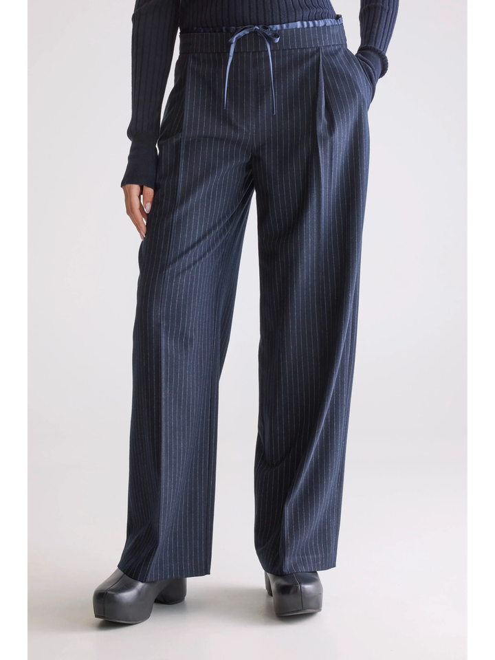 Blauwe gestreepte loose fit broek Turin Bellerose