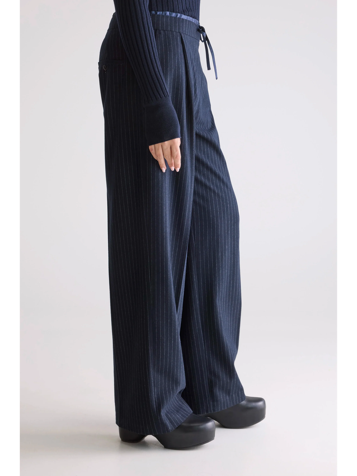 Blauwe gestreepte loose fit broek Turin Bellerose