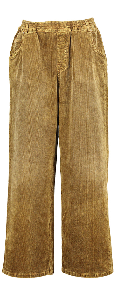 Kaki wijde lange broek in ribfluweel Galina Bellerose