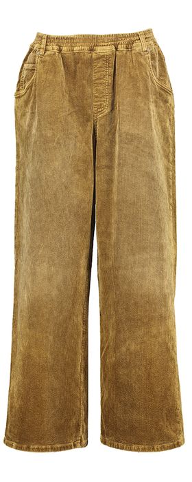 Kaki wijde lange broek in ribfluweel Galina Bellerose