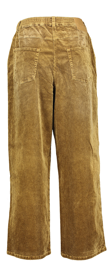 Kaki wijde lange broek in ribfluweel Galina Bellerose