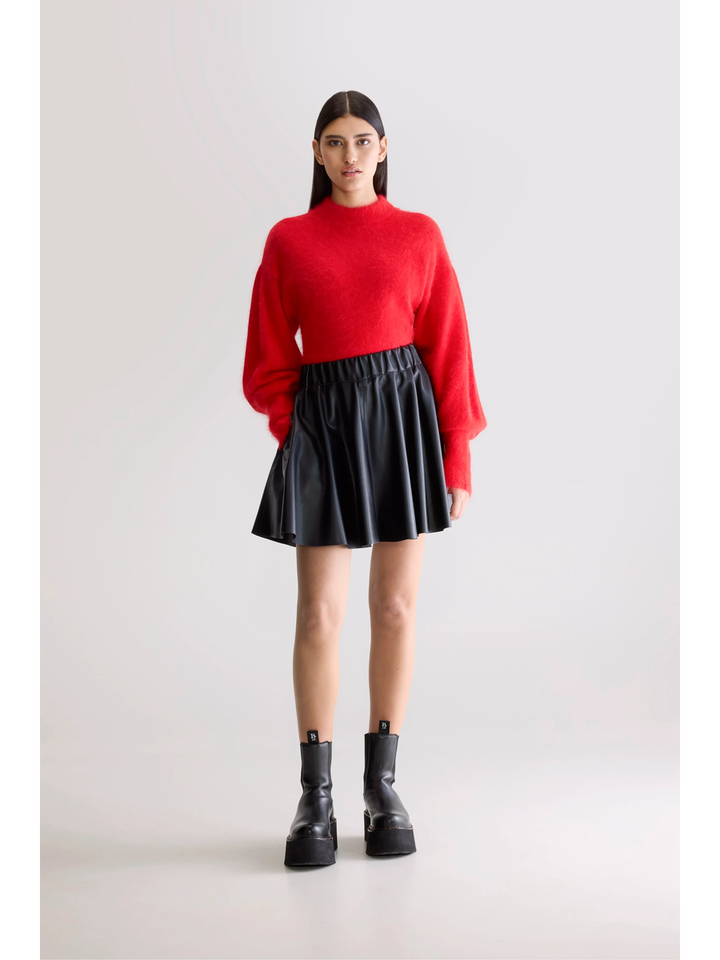 Zwarte minirok in imitatieleer Hezza Bellerose