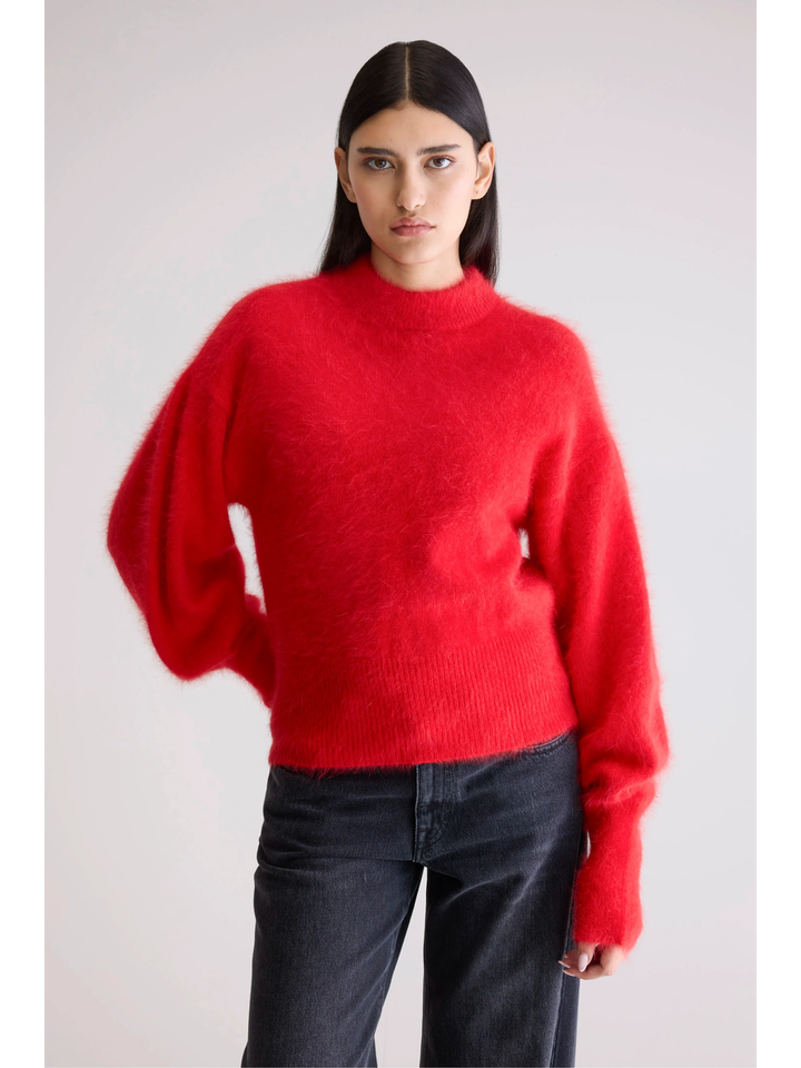 Rode wollen pull met ronde hals Dateka Bellerose dames