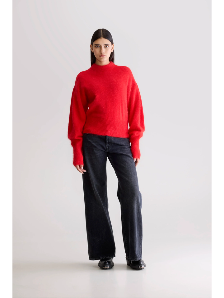 Rode wollen pull met ronde hals Dateka Bellerose dames