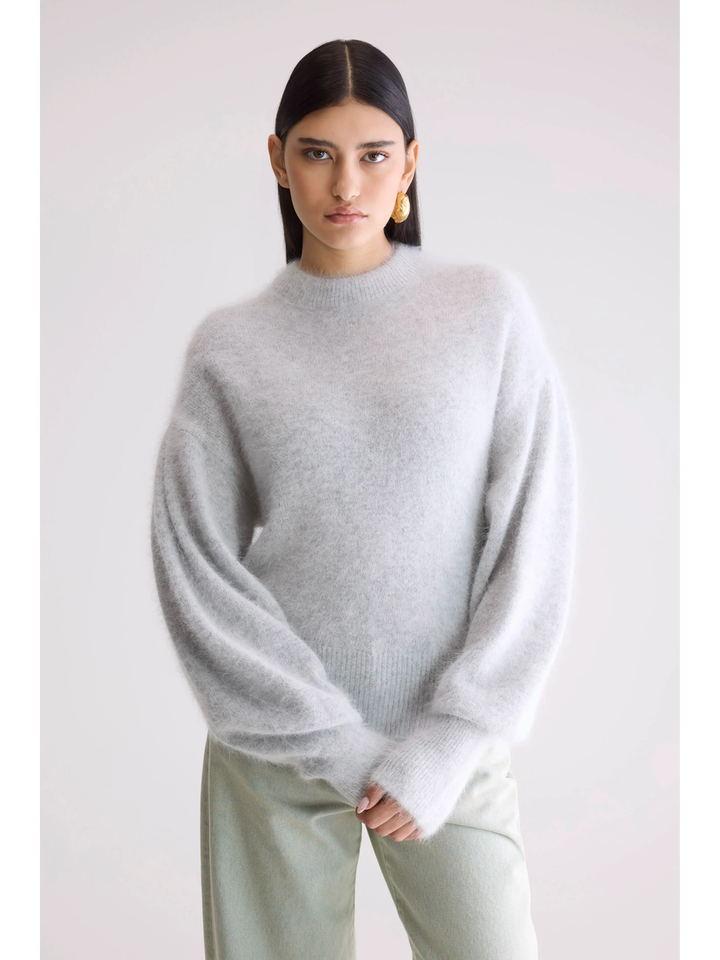 Lichtgrijze wollen pull met ronde hals Dateka Bellerose dames