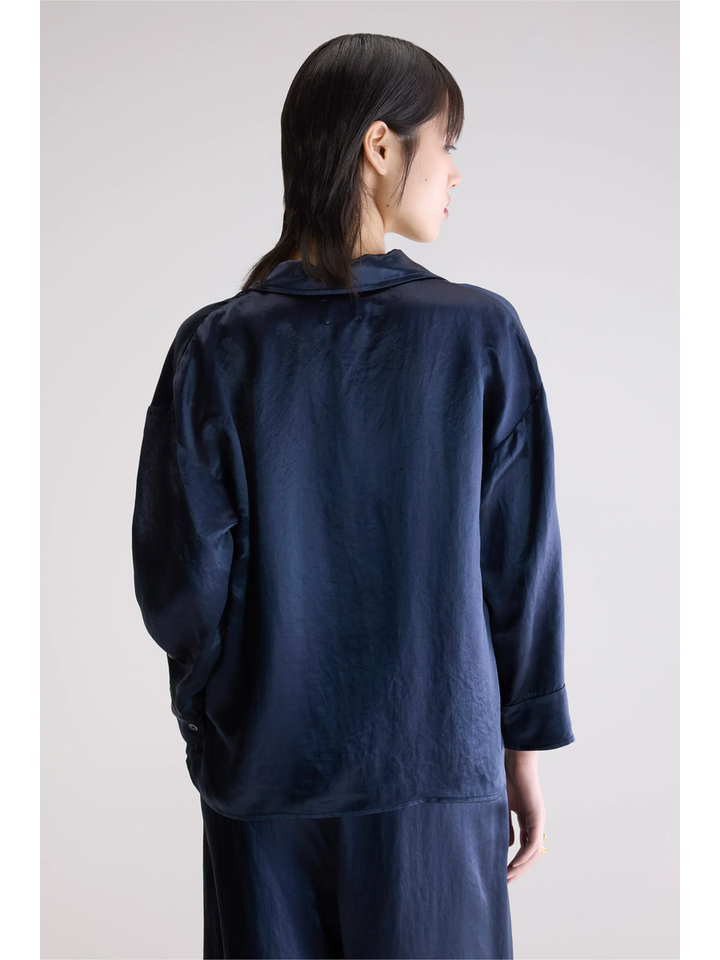 Blauwe glanzende bloes Seattle Bellerose 